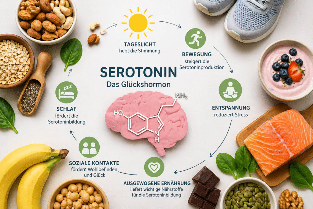 Serotonin natürlich steigern durch gesunde Ernährung, Bewegung und Sonnenlicht