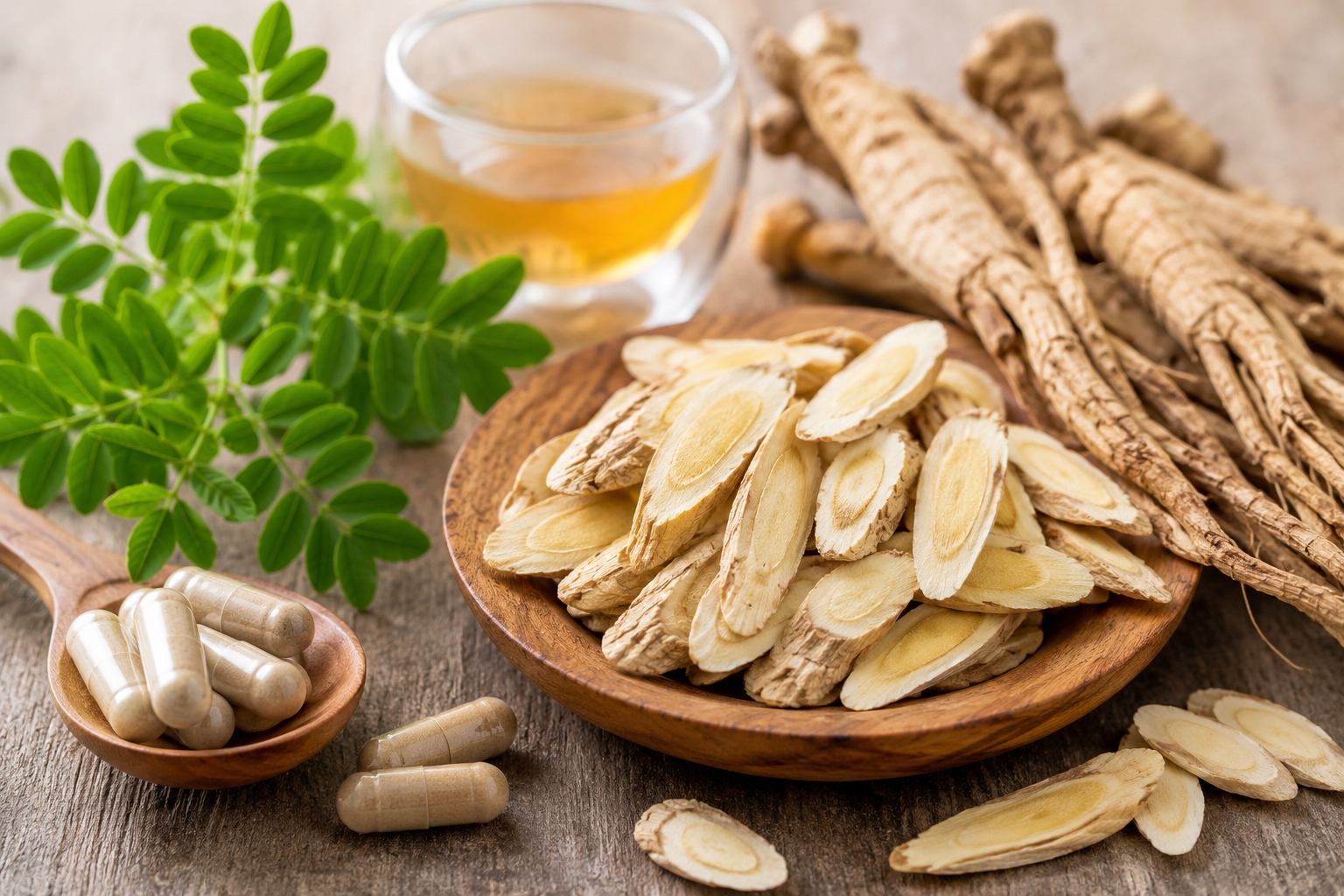 Astragalus Wurzel und Astragalus Kapseln zur Unterstützung von Immunsystem und Vitalität