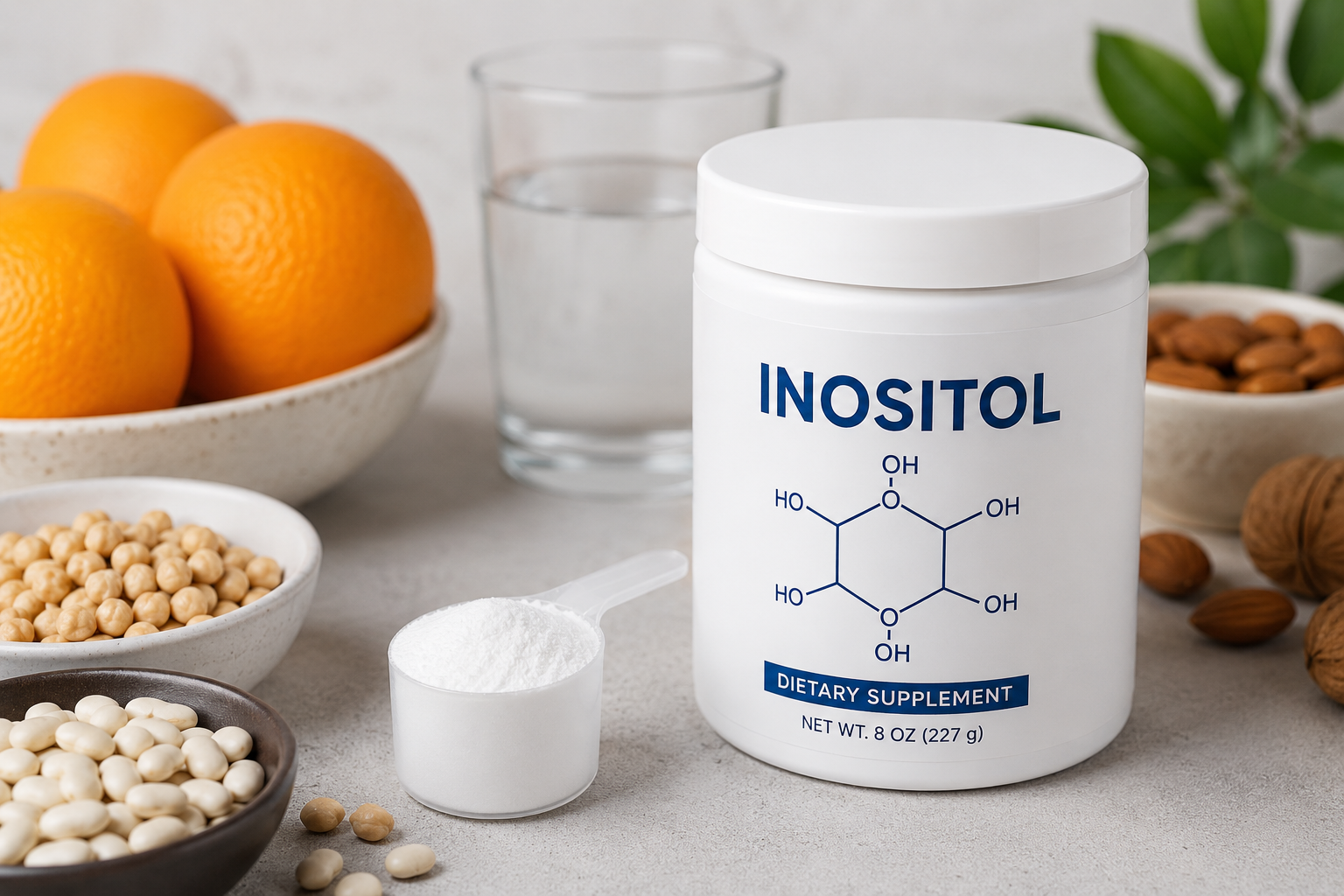 Inositol als Nahrungsergänzung zur Unterstützung von Fruchtbarkeit, Hormonhaushalt und Stoffwechselgesundheit.