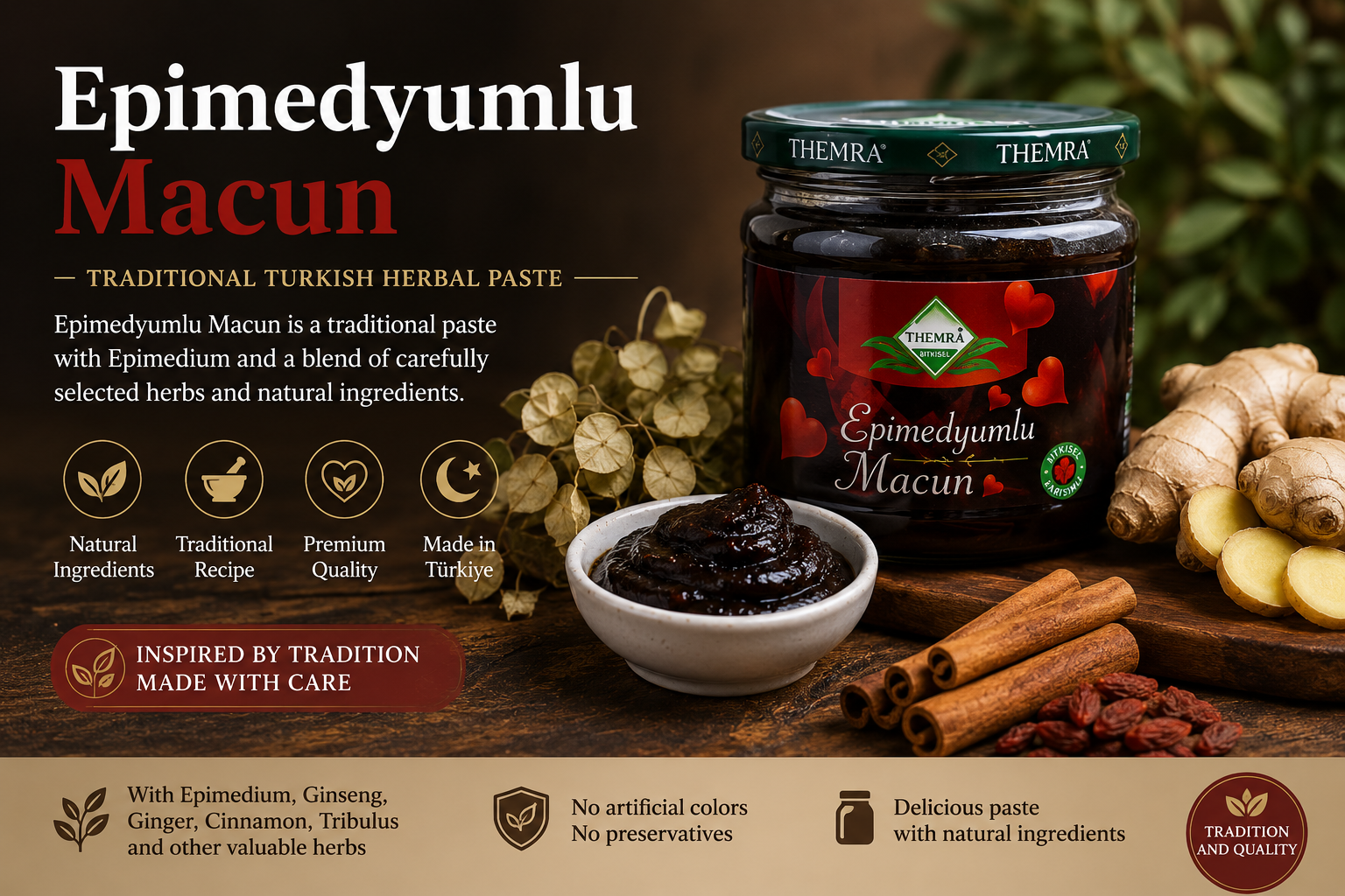 Themra Epimedyumlu Macun – traditionelle türkische Paste mit Epimedium und pflanzlichen Zutaten